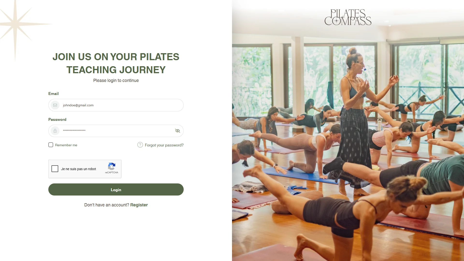 Aperçu du site Pilates Compass